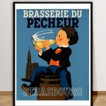 Affiche vintage Brasserie du Pêcheur – Strasbourg