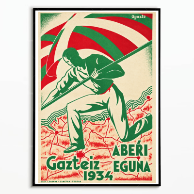 Affiche vintage Gasteiz Aberri Eguna 1934 avec joueur de pelote basque
